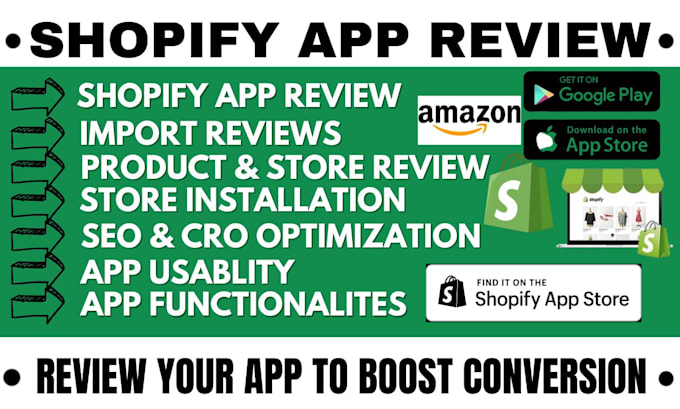 Gig Preview - Do shopify app review with usa store product review test shopify app and audit