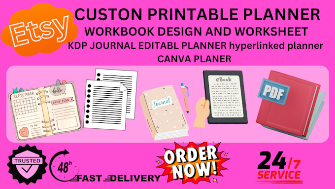 Gig Preview - Design digital manifestation journal canva pro printable planner hyperlinked