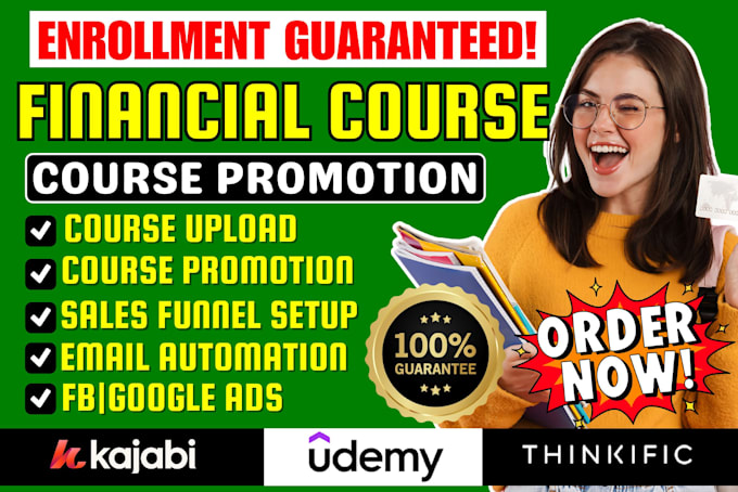 Gig Preview - Udemy online course promotion, kajabi business coaching course sales marketing