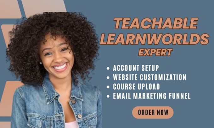 Gig Preview - Do custom course website setup on teachable, learnworlds kajabi learndash zenler