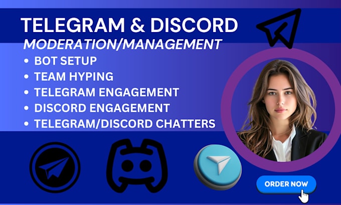 Bestseller - discord moderator discord chat telegram chat discord chatter twitter marketing