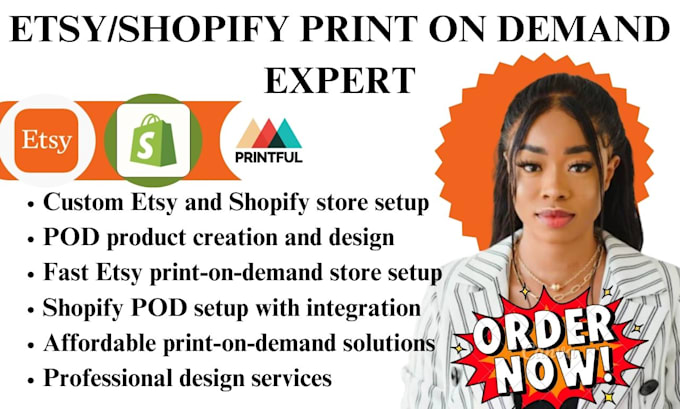 Bestseller - set up etsy shopify print on demand store, shopify etsy print on demand printify