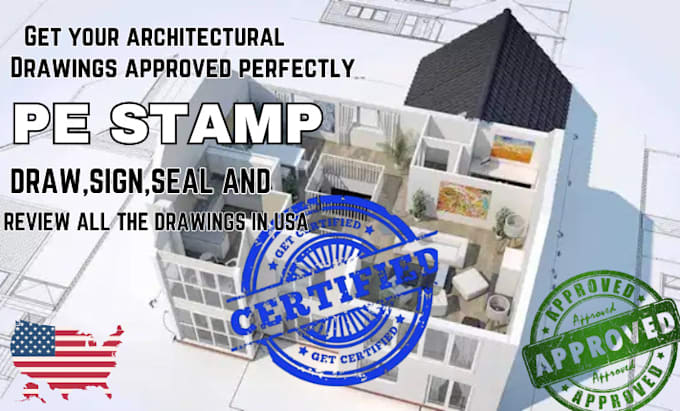 Gig Preview - Pe stamp and seal your architectural drawings, floor plan city permit in USA