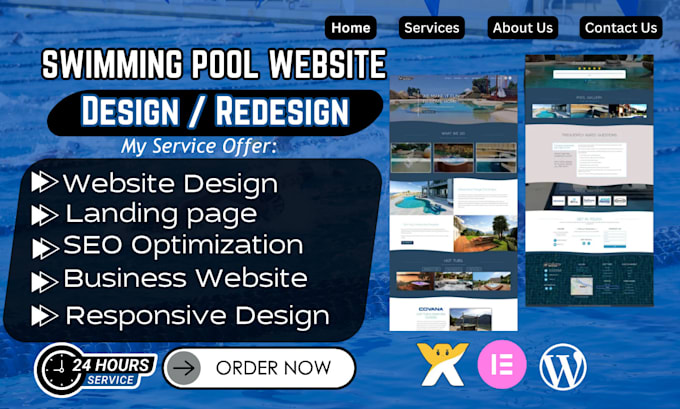 Bestseller - design swimming pool website landing page swimming pool service website