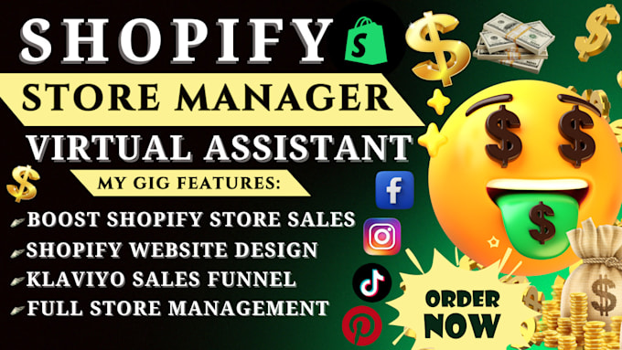 Gig Preview - Be your shopify dropshipping assistant shopify store manager boost shopify sales