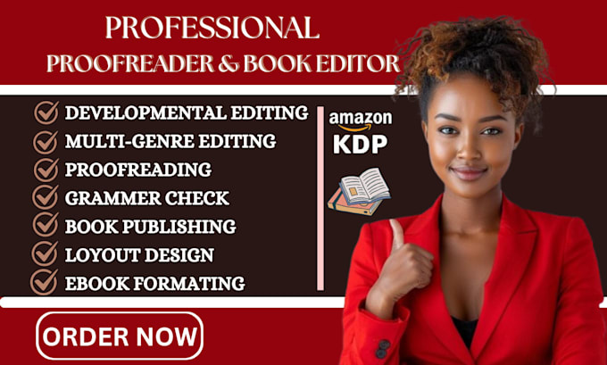 Gig Preview - Proofread and edit developmental, non fiction novel book in english, KDP ebook