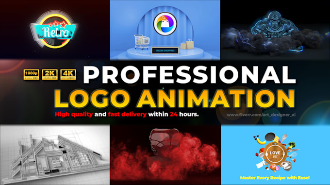 Gig Preview - Create professional 2d and 3d logo animations for your brand