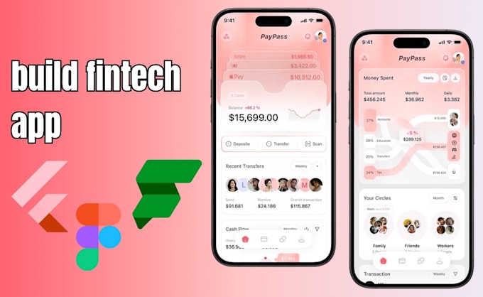 Bestseller - build fintech app banking app, flutter flutterflow app with payment integration