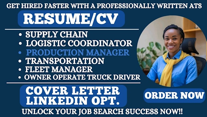 Gig Preview - Write a pro resume for supply chain, logistic, transportation and fleet manager