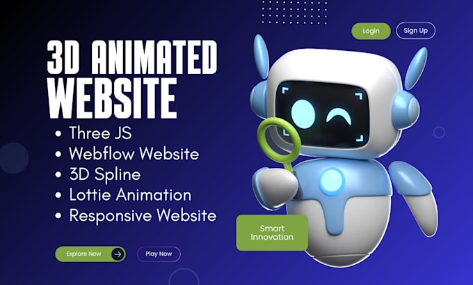 Gig Preview - Create 3d animated webflow website 3d animated website threejs webflow spline