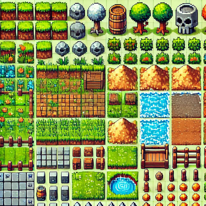 Gig Preview - Design pixel tileset, backgrounds, tile map, game environment, rpg, game assets