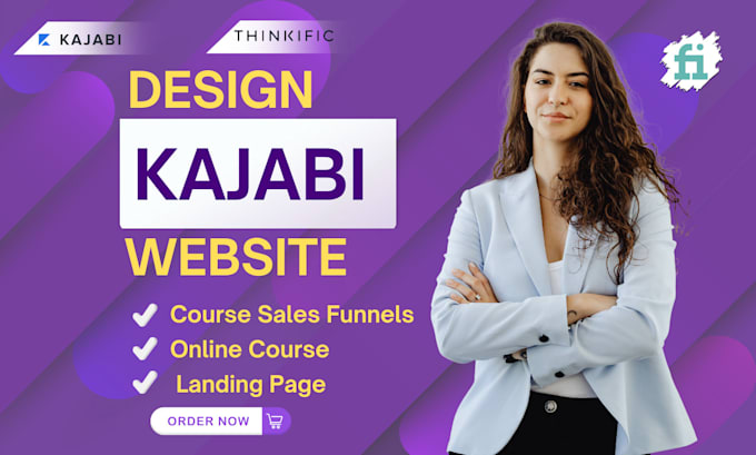 Gig Preview - Develop kajabi online course website kajabi sales funnel landing page thinkific