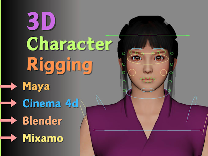 Gig Preview - Do 3d character rigging 3d facial rig in cinema4d maya blender for 3d animation