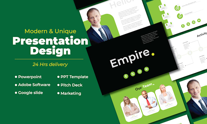 Gig Preview - Design branded business presentation, modern sales pitch deck, marketing ppt