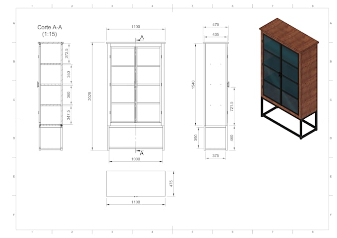 Gig Preview - Draft your furniture desings to 3d and 2d technical drawings for manufacture