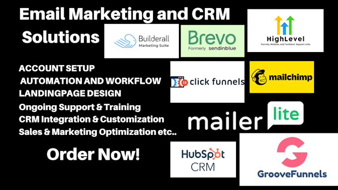 Bestseller - setup your clickfunnel builderall gohighlevel mailerlite groovefunnel sendy drip