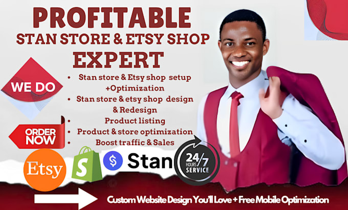 Gig Preview - Setup, design, optimize your stan store, etsy shop, pod, do etsy SEO marketing