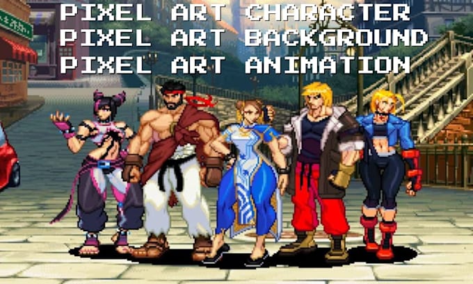 Gig Preview - Create pixel art sprite character design pixel animation pixel art background