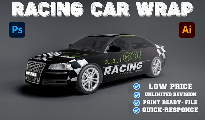 Bestseller - do racing car wrap design, car wrap, van wrap, vehicle wrap design