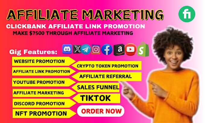 Gig Preview - Do affiliate marketing link promotion, clickbank referral link