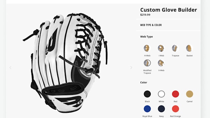 Gig Preview - Set up 2d 3d baseball glove design using zakeke or kickflip