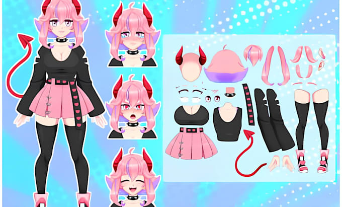 Gig Preview - Design and rig live2d vtuber model in anime art style for streaming