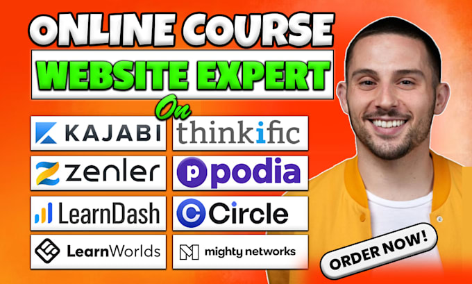 Gig Preview - Create online course website, sales page, thinkific, kajabi, podia, lms website