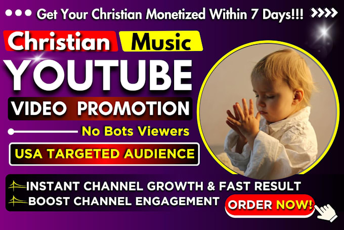 Gig Preview - Do fast organic USA youtube promotion, christian USA channel monetization, SEO