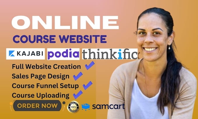 Gig Preview - Design online course website, sales page, thinkific, kajabi website, podia