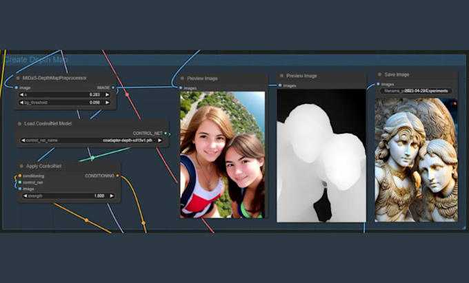 Gig Preview - Create stable diffusion comfyui workflows custom artwork and ai image editing