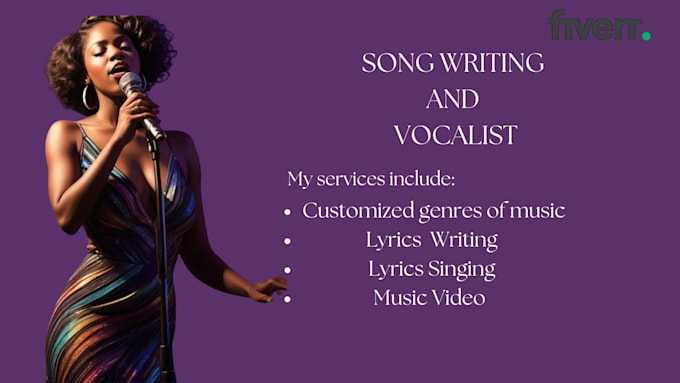 Gig Preview - Be your female vocalist and sing to any genre of music lyrics