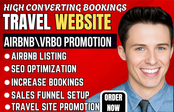 Bestseller - travel site airbnb listing vrbo website solo ads  hotel booking backlinks