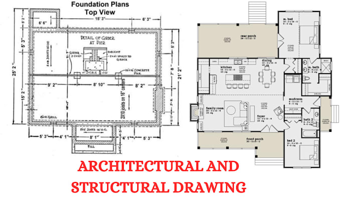 Gig Preview - Do architectural and structural drawing framing  floor plan and foundation