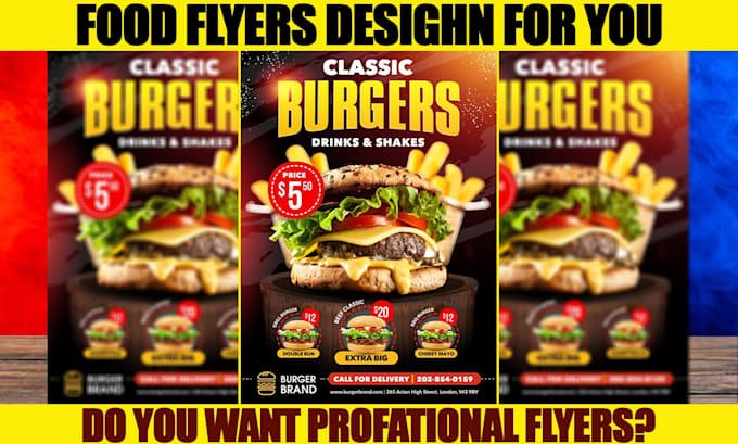 Bestseller - design food flyer, business, social media  design in 7 hour