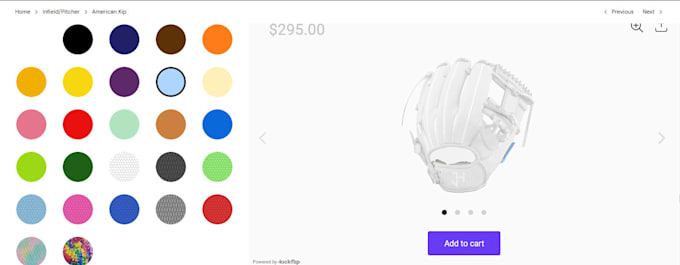 Gig Preview - Customize 2d 3d baseball glove configurator, kickflip, zakeke, shopify, angle 3d