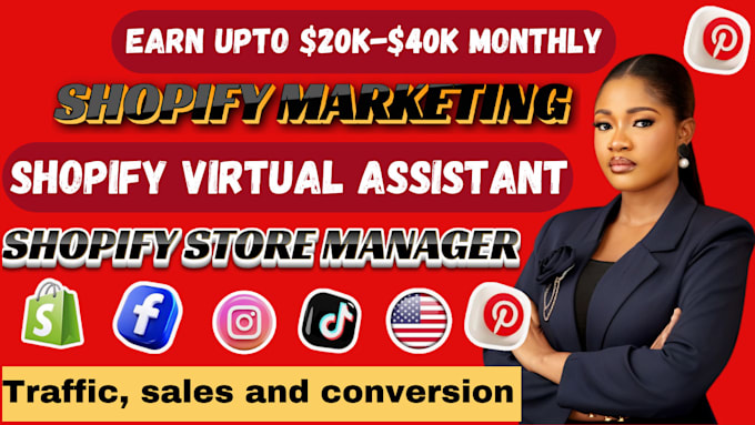 Gig Preview - Shopify virtual assistant manage shopify store, ecommerce sales marketing expert