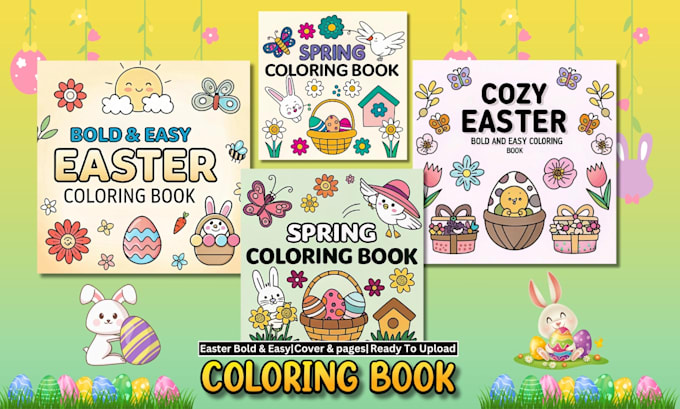 Gig Preview - Create an eye catching easter bold and easy coloring book for amazon KDP