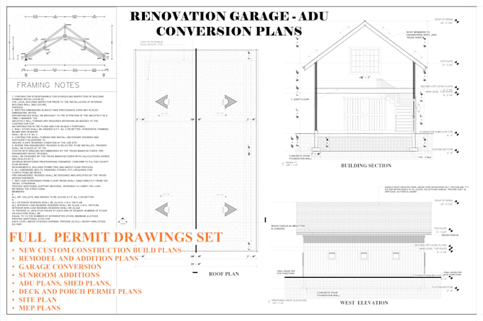 Gig Preview - Design home renovations, adu, garage conversion, deck plans for city permit