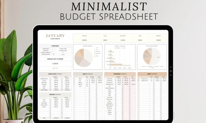 Bestseller - be your monthly annual budget spreadsheet designer, income and expense tracker