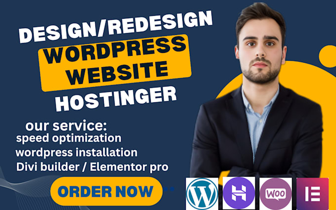 Gig Preview - Design or redesign wordpress website with elementor pro, hostinger wordpress