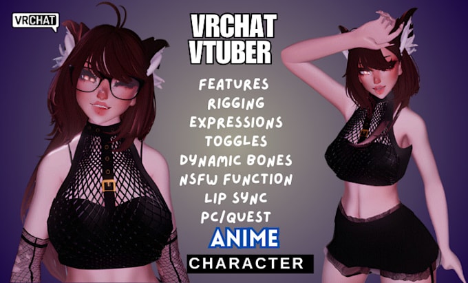 Gig Preview - Model custom version rigged vrchat avatar and rig any clothes asset for your vrc