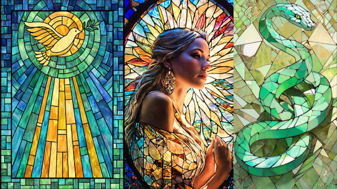 Bestseller - do glass art, mosaic, fantasy art, stained glass, dark art , digital painting