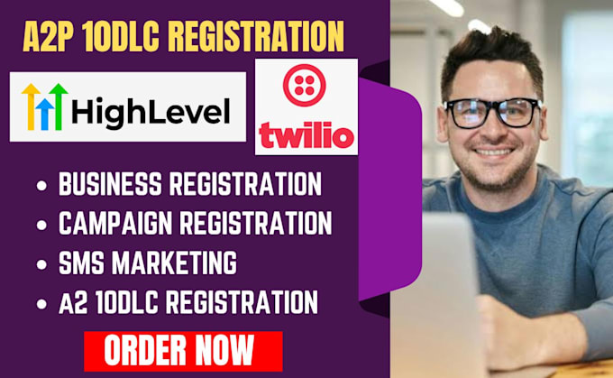 Gig Preview - Gohighlevel a2p 10dlc registration twilio landing page design website automation