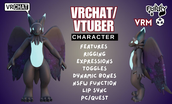 Bestseller - create vrchat avatar, 3d model, vr character, furry beast, vtuber, anime, 3d vrc