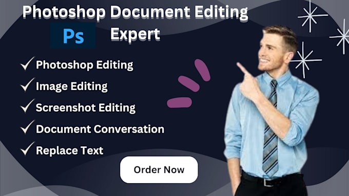 Gig Preview - Photoshop doc editing text replacement image editing document management