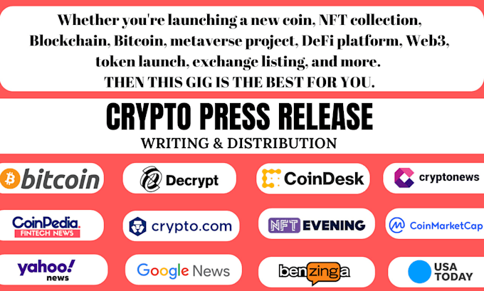 Gig Preview - Do press release writing and distribution for crypto blockchain nft token defi