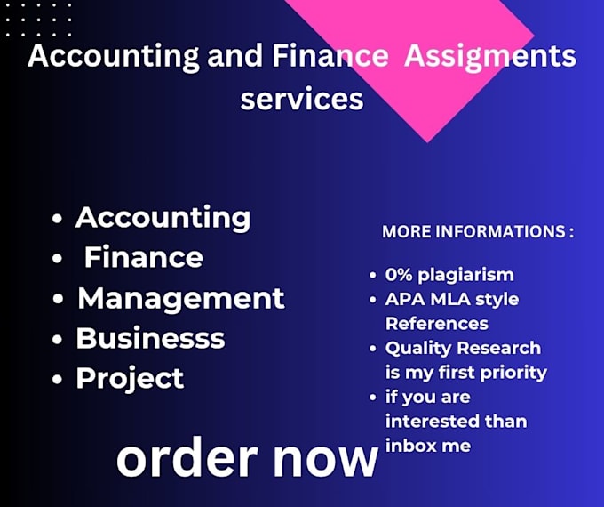 Gig Preview - Do accounting  and management assignment with excellence services