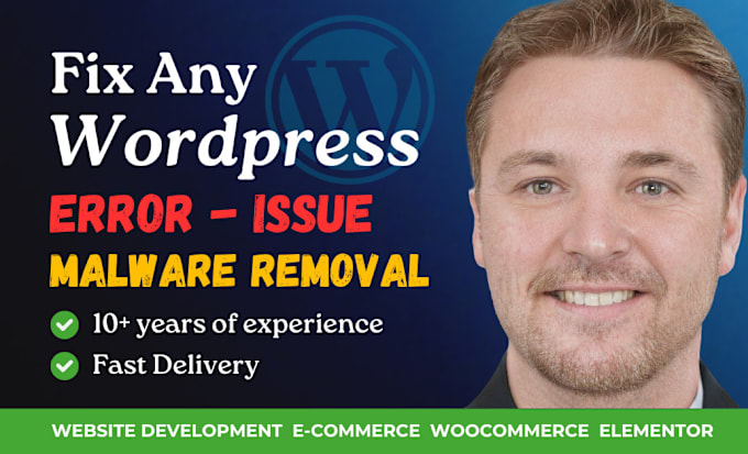 Gig Preview - Fix wordpress, woocommerce, elementor pro, website issues, bugs, errors, setup