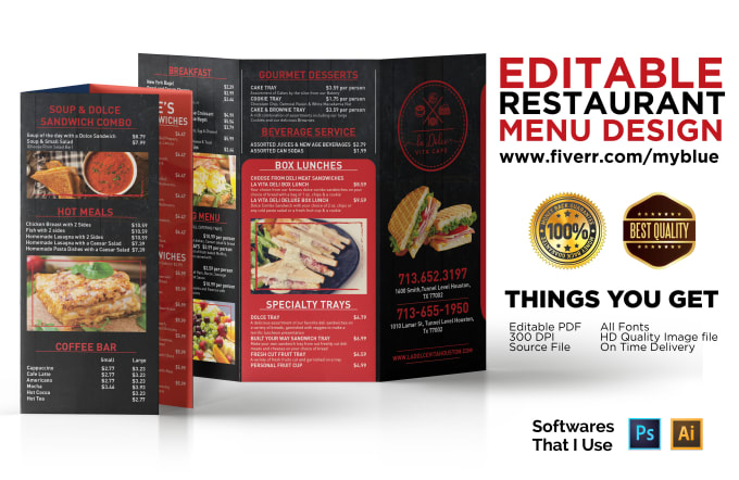 Gig Preview - Do editable restaurant menu design digital menus price list