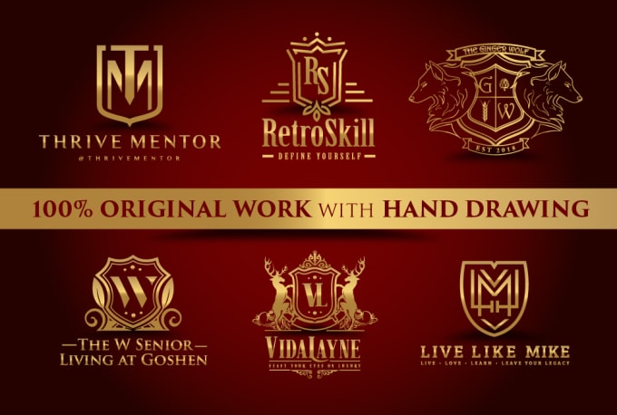 Gig Preview - Design heraldic, modern luxury logo with hand drawing